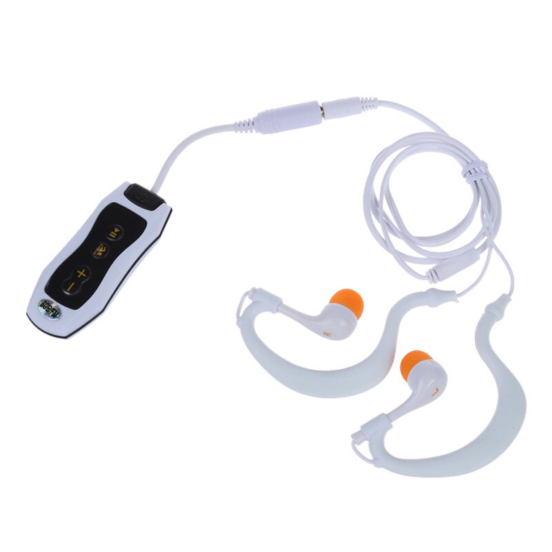 8GB MP3 Player Swimming Underwater Diving Spa + FM Radio Waterproof Headphones White