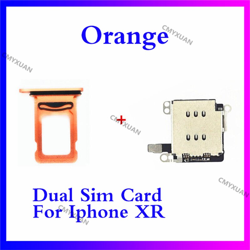 Lector de tarjeta SIM Dual para iPhone XR, cable flexible + bandeja de tarjeta SIM, adaptador de ranura, piezas de repuesto: Orange XR dual card