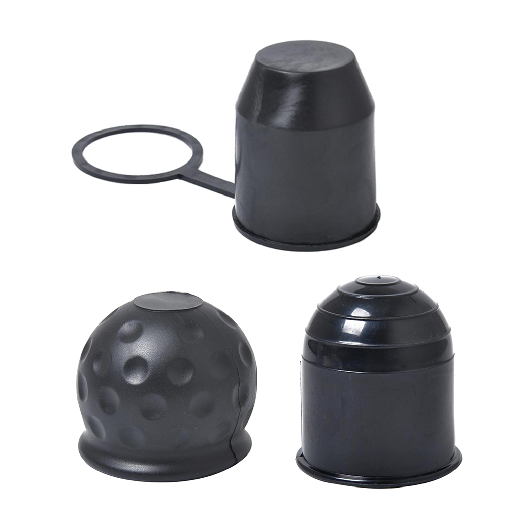 3 Pieces 50mm Black Plastic+Rubber Tow Ball Hitch Cap Protector Caravan