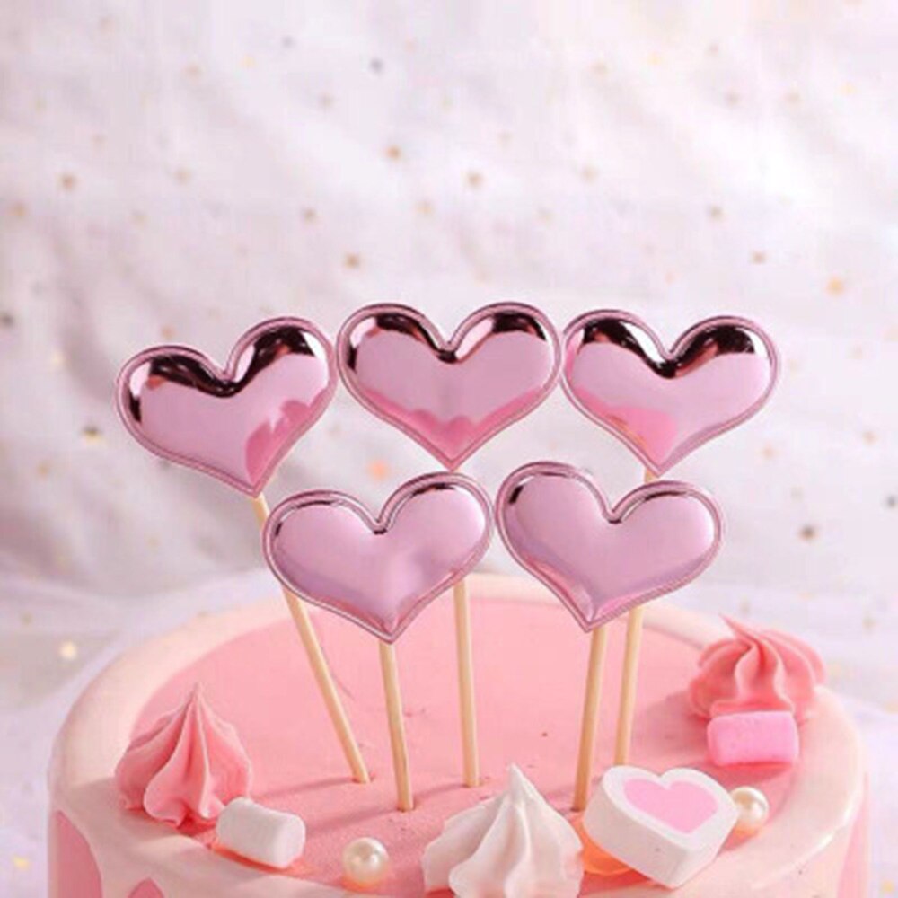 5 pièces réfléchissant paillettes amour pentagramme décoration de gâteau Plugin fête Dessert cuisson Dressing fête de mariage fournitures gâteaux décor: 2