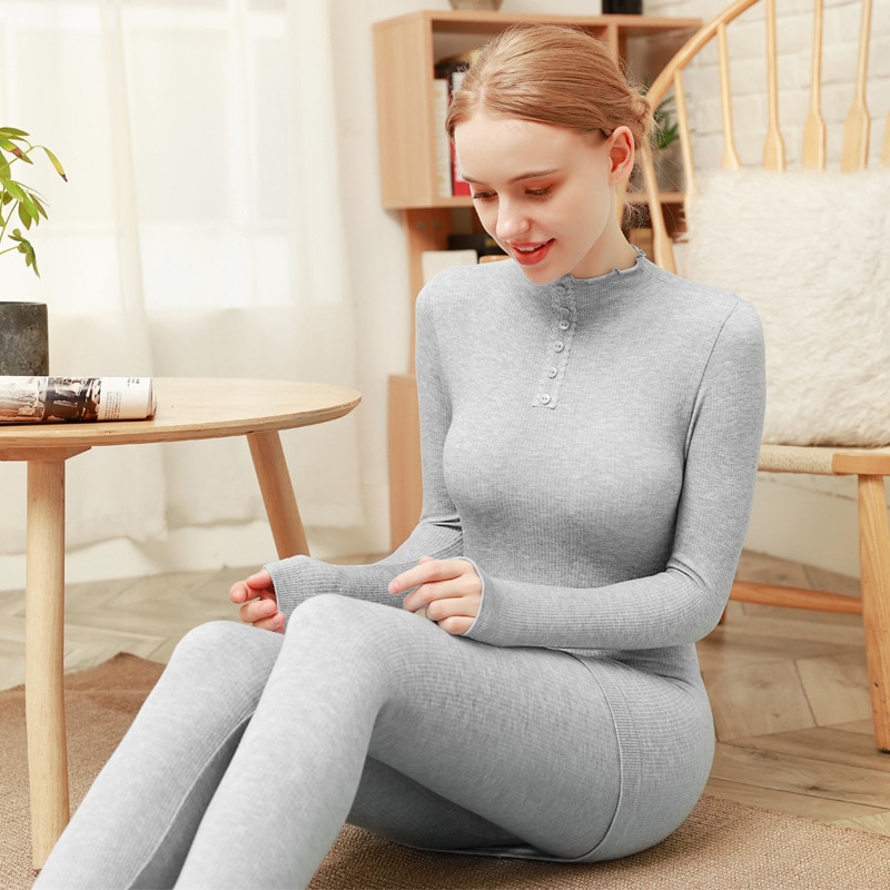 Ensemble thermique pour femme, vêtements chauds, longs, respirants, combinaison sans couture, pour l'hiver
