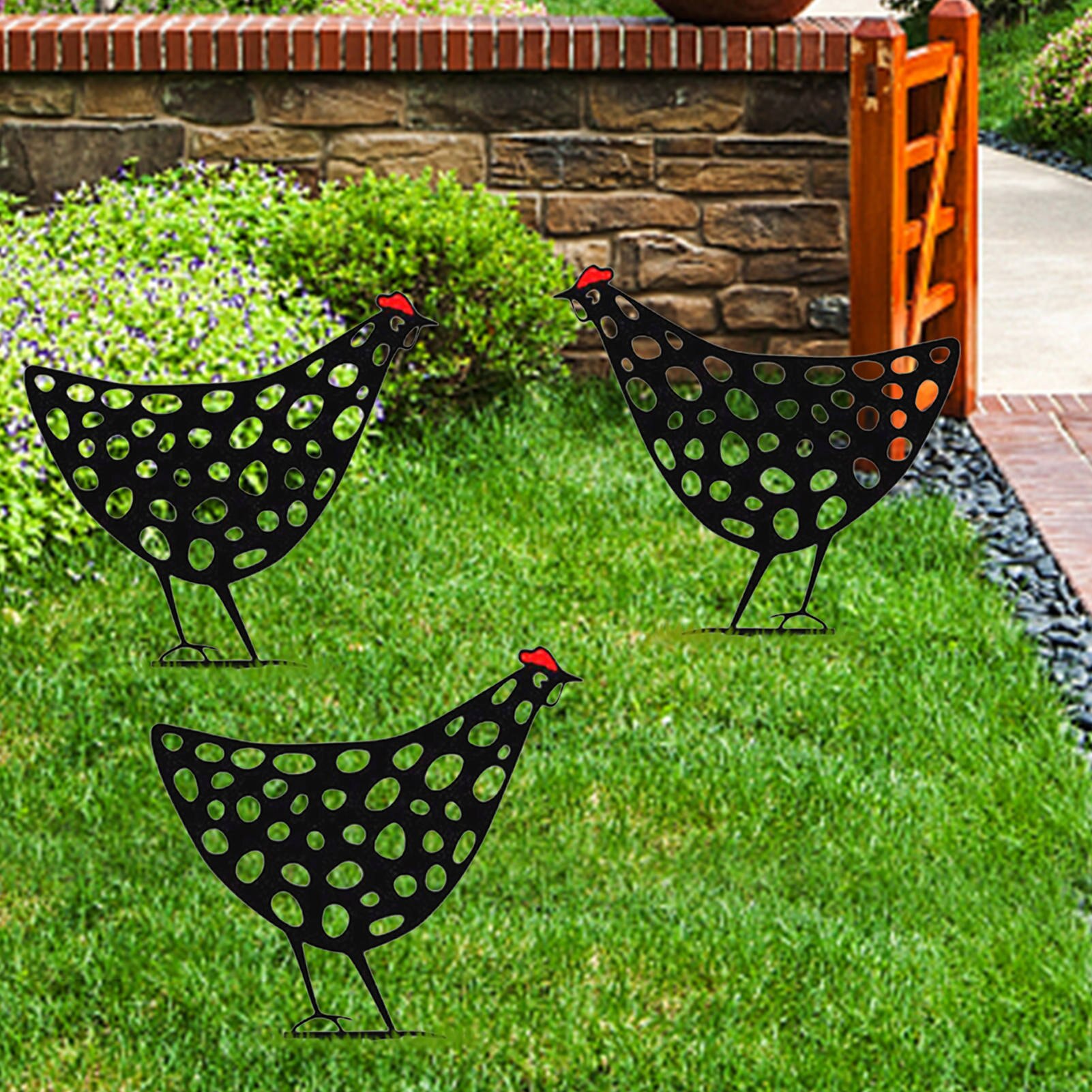 Rooster Animal Silhouette Pile Shadow Decoration Stake Garden Gardening Decoration Chicken Silhouette Country Yard Art