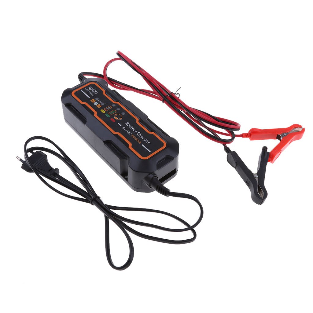 6V/12V 5A Motorcycle Smart Fast Battery Charger with LCD Display EU Plug