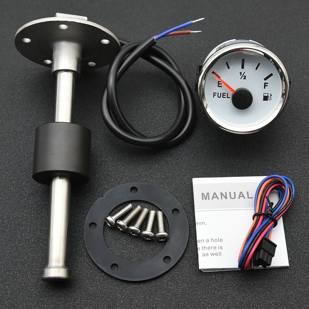 52MM Fuel Level Gauge with Oil Tank Level Indicator Meter with Fuel Level Sensor 150MM 200MM 250MM 300MM 0-190ohm Fuel Gauge
