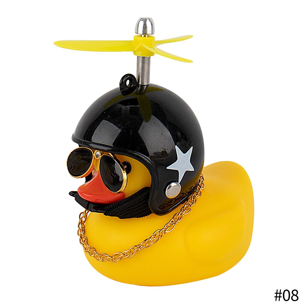 Populaire Kleine Gele Eend Auto Ornamenten Grappige Zonnebril Wind-Breaking Eend Met Propellor Helm Motor Paardrijden Fietsen Decoratie: Black Star