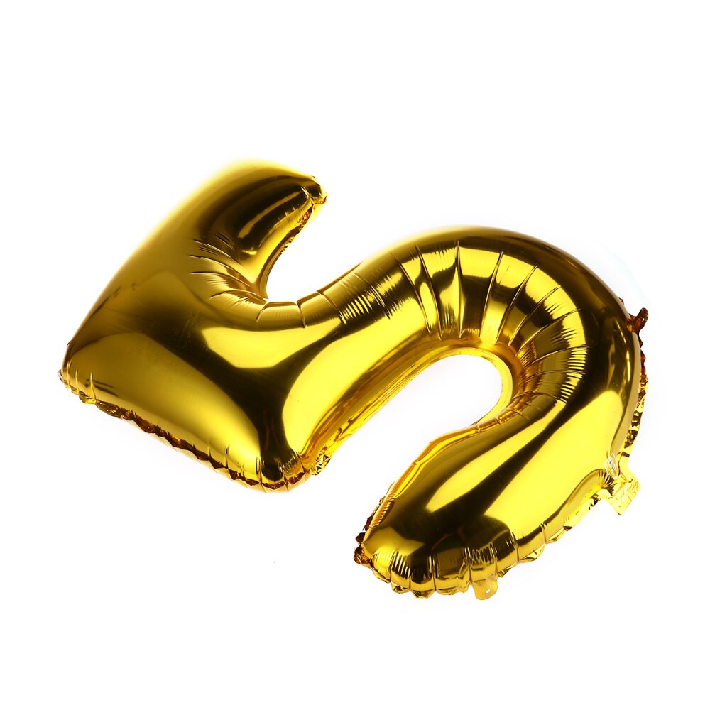 1pc Balloon Large 32 Inch Aluminum Foil Golden Number 5 Balloon for Birthday Wedding Anniversary