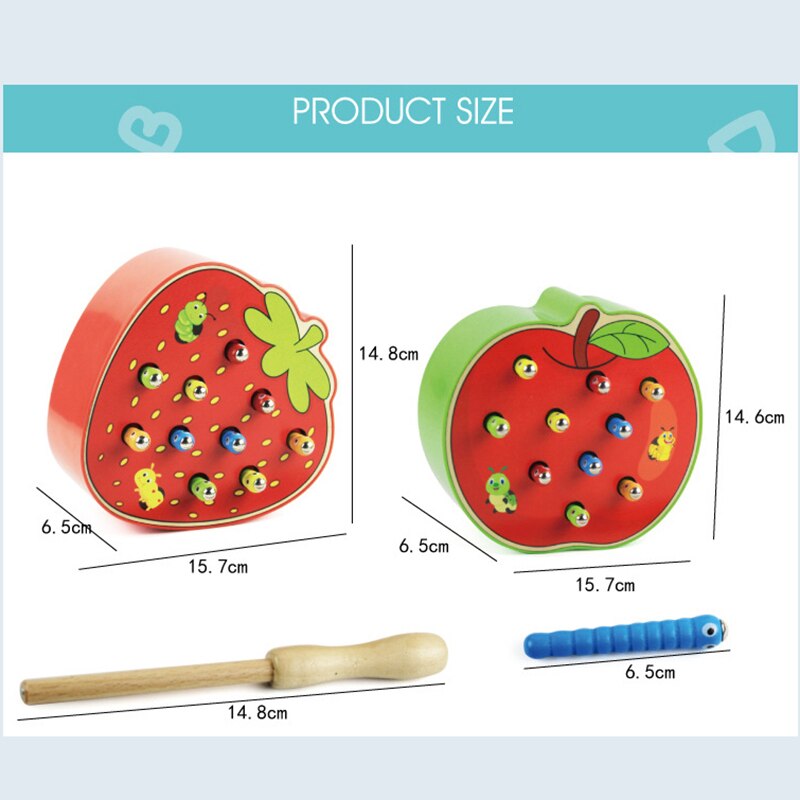 Bambino Montessori Giocattoli di Legno Magnetico Cattura Vermi 3D Educativi Di Puzzle Gioco di Pesca di Colore Matematica Giocattoli Per I Bambini Per 1 2 3 anni di Età