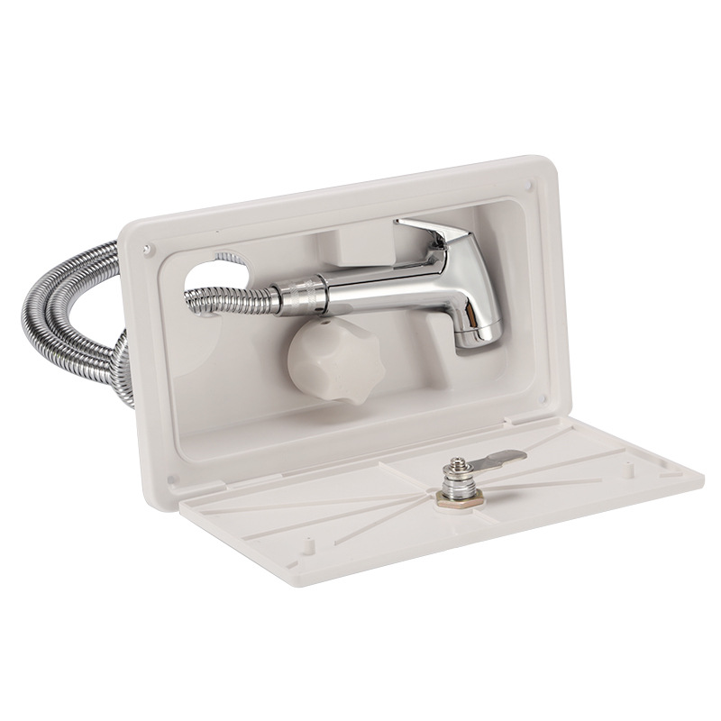 RV Shower With Lock Boat Marine Camper Motorhome Caravan Accessories Box RV External Exterior Shower Camper Accessories: WHITE