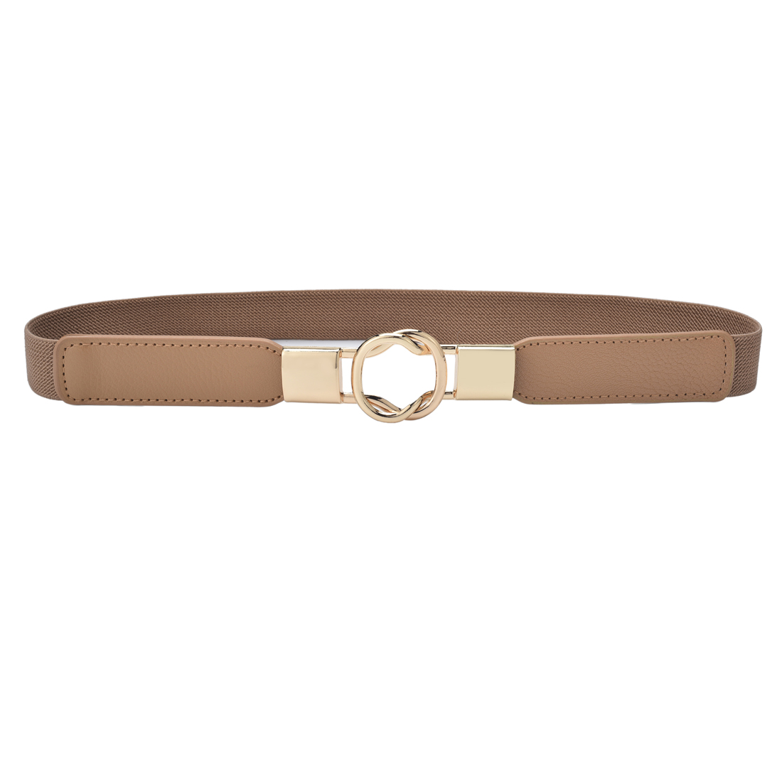 Cinturón elástico flaco para mujer, cinturón fino elástico para vestido, talla grande: Caqui / 85 cm