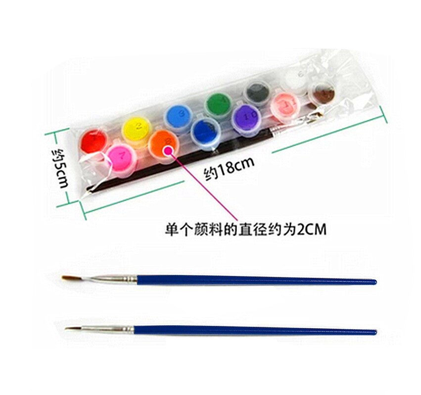 12 colors with 2 paint blue brushes per set acrylic paints for oil painting Nail art clothes art digital wall painting AOA003