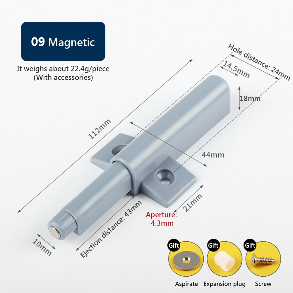 Magnetic Cabinet Catches Cabinet Latch Push to Open Cupboard Drawer Door Touch Stop Damper Buffer Pull Push Invisible: 09