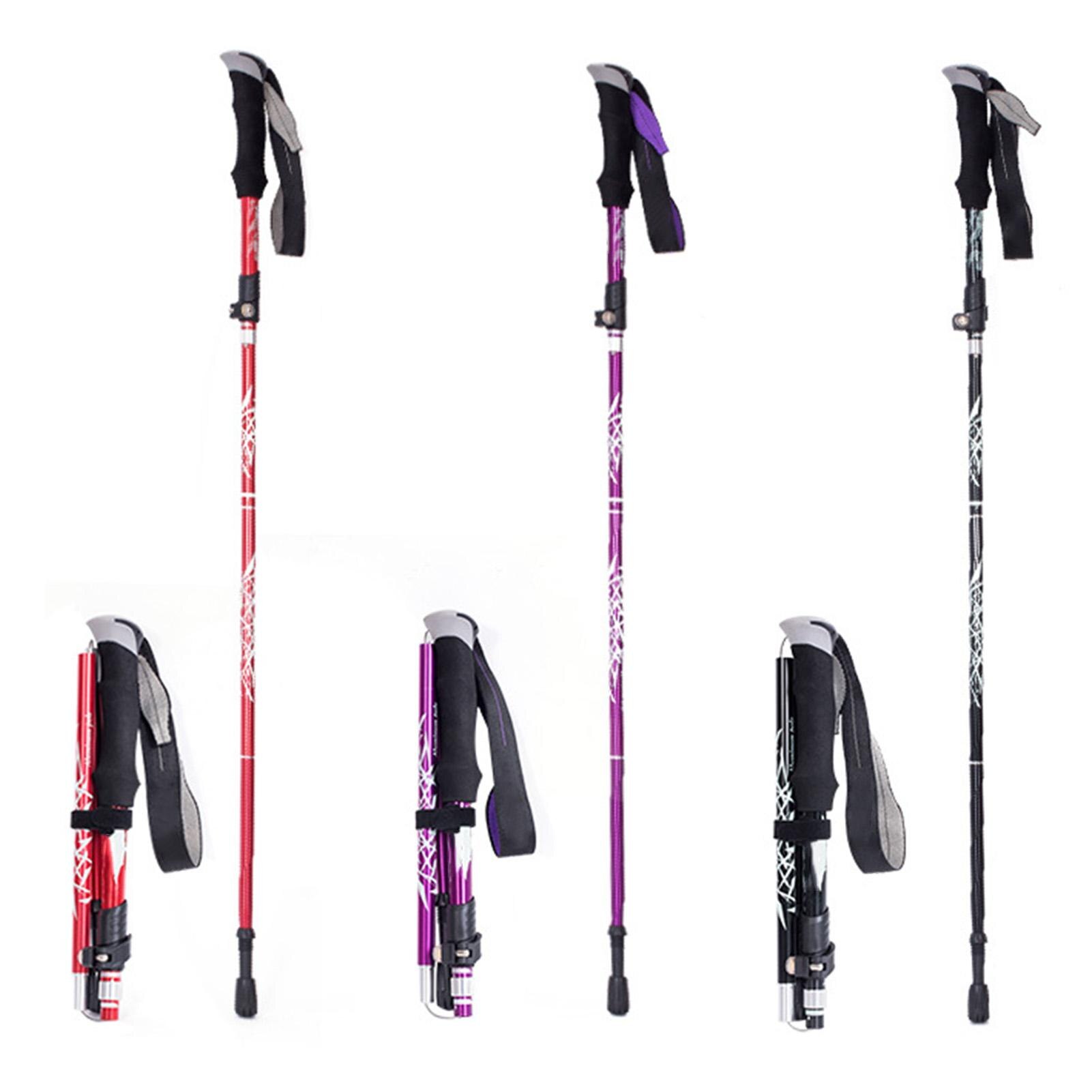 Walking Stick Outdoor Folding Trekking Poles Nordic Hiking Antishock Adjust 3-Section Aluminum Alloy Telescopic Alpenstock