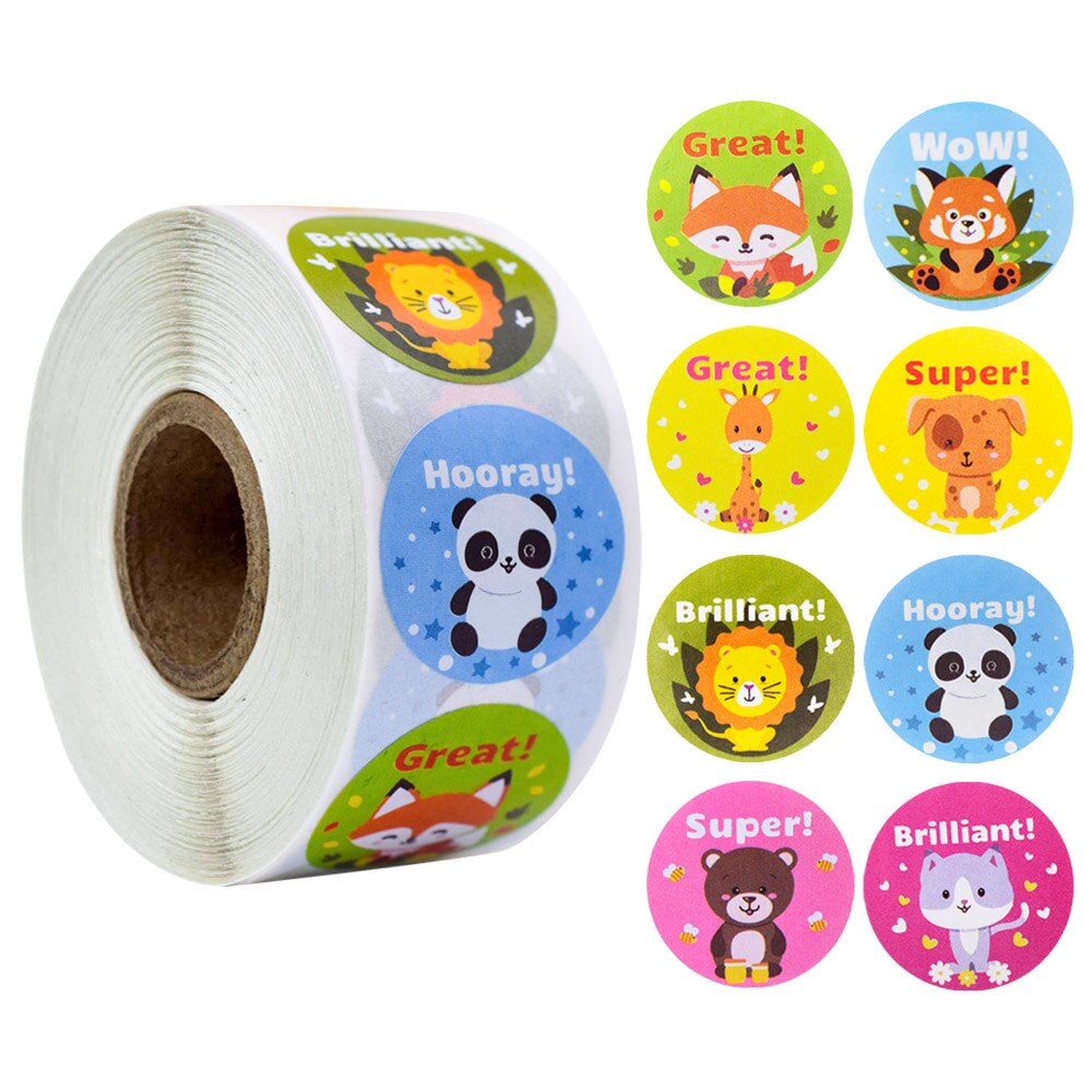 500pcs/roll Reward Stickers for Students Teachers Encouragement Sticker for Kids Motivational Stickers with Cute Animals: A3