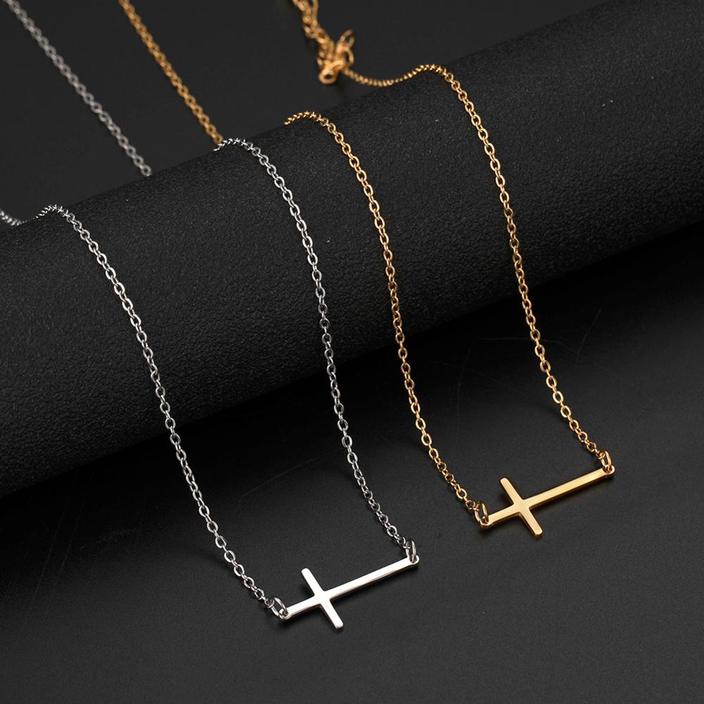 Skyrim Cross Choker Necklace for Women Girls Stainless Steel Gold Color Initial Chain Necklaces Summer Jewelry