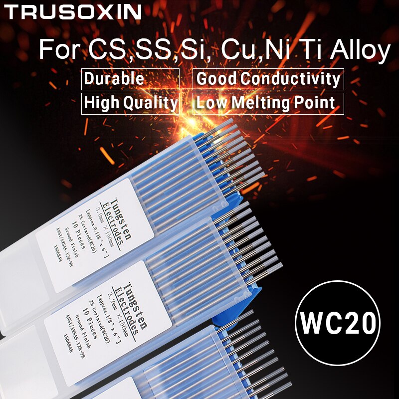 10pcs gray color code 1.6/2.0/2.4/3.0/3.2/4.0*150mm cerium tungsten electrode head tungsten needle/wire for TIG Welding Machine