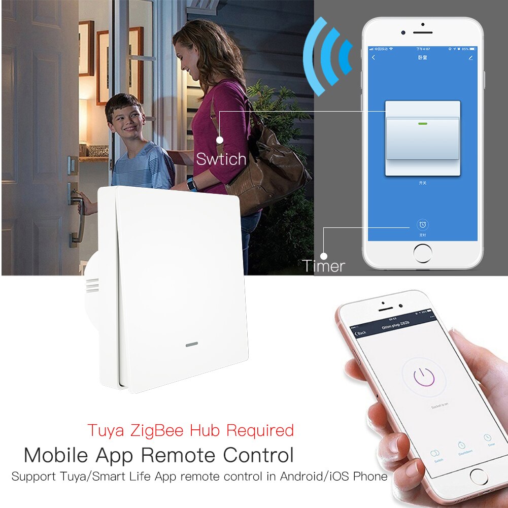 Tuya ZigBee Push Light Switch ZigBee Hub Required Smart Home Automation Wireless Remote Control Work with Tuya ZigBee Hub only
