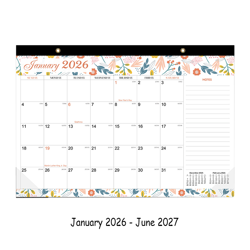 Neuer 2026 Wandkalender 18 Monate 2026–2027, täglich, wöchentlich, monatlich, Zeit, Agenda, Planer, Organizer, Heimbüro, Dekor, zum Aufhängen: Rosa