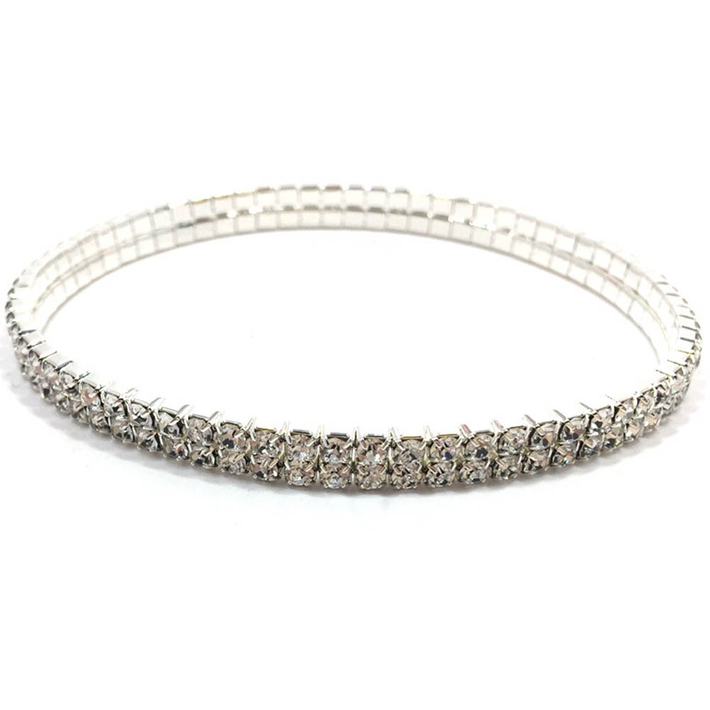 Women Ankle Bracelet Stretch Multi Rows Anklet Chain Diamante Rhinestones Jewelry KQS8: 2 rows