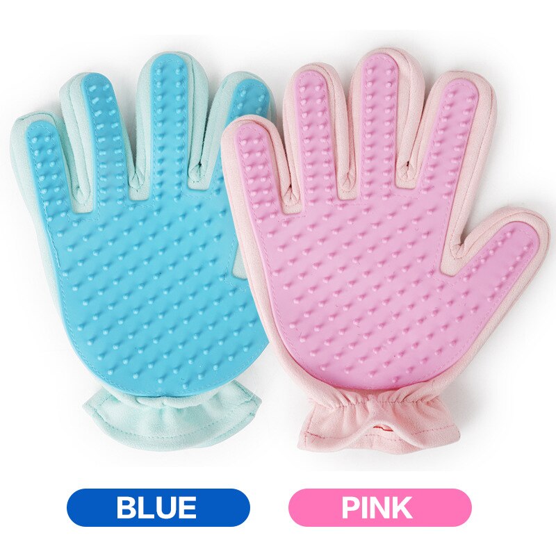 Guante de cepillo para mascotas, cepillo elástico suave de silicona para masaje, cepillo removedor de pelo para gatos, cepillo eficiente para perros, suministros de limpieza