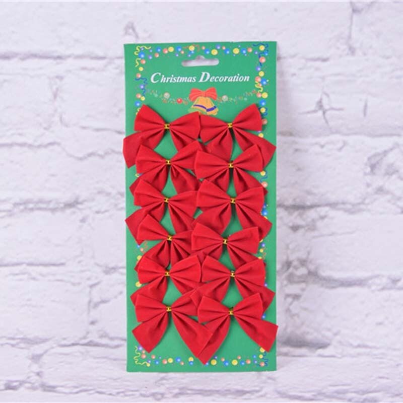 Goud/rood optioneel 12 stuks kerstboomversiering thuis kerstversiering strik kerstboomversiering: Rood