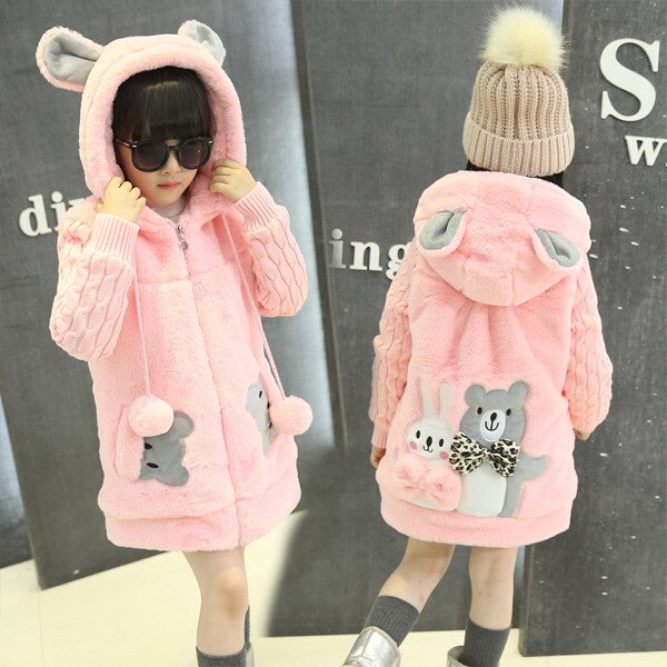 Olekid Aautumn Winter Cartoon Konijn Meisjes Parka Dikke Warme Hooded Meisje Jas Bovenkleding 5-14 Jaar Kinderen Tiener meisjes Jas