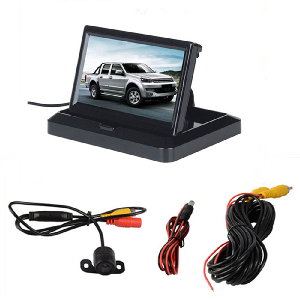 Monitor plegable de estacionamiento inverso para coche, pantalla TFT LCD HD 800x480 de 5 &quot;, con 2 entradas de vídeo, cámara de visión trasera (opcional): With camera wired06