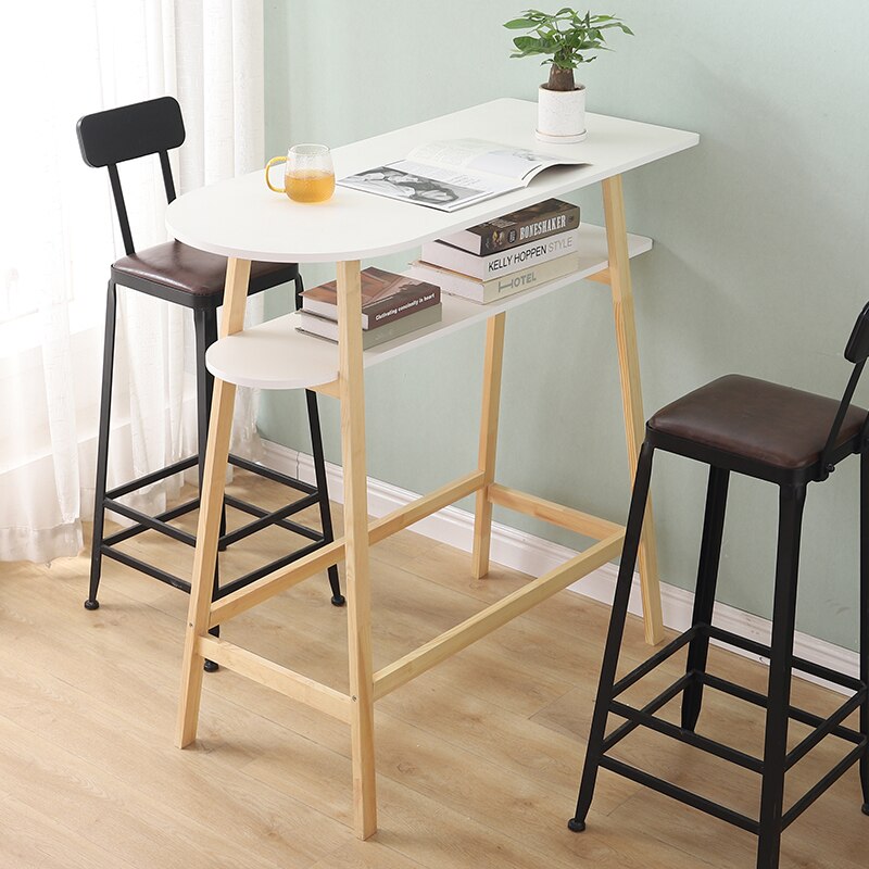 Moderne Smiple Stil Bar Tische Doppel-schicht Massivholz Hohe Tische Kreative Holz Tische Hause Wohnzimmer Bar Möbel HWC