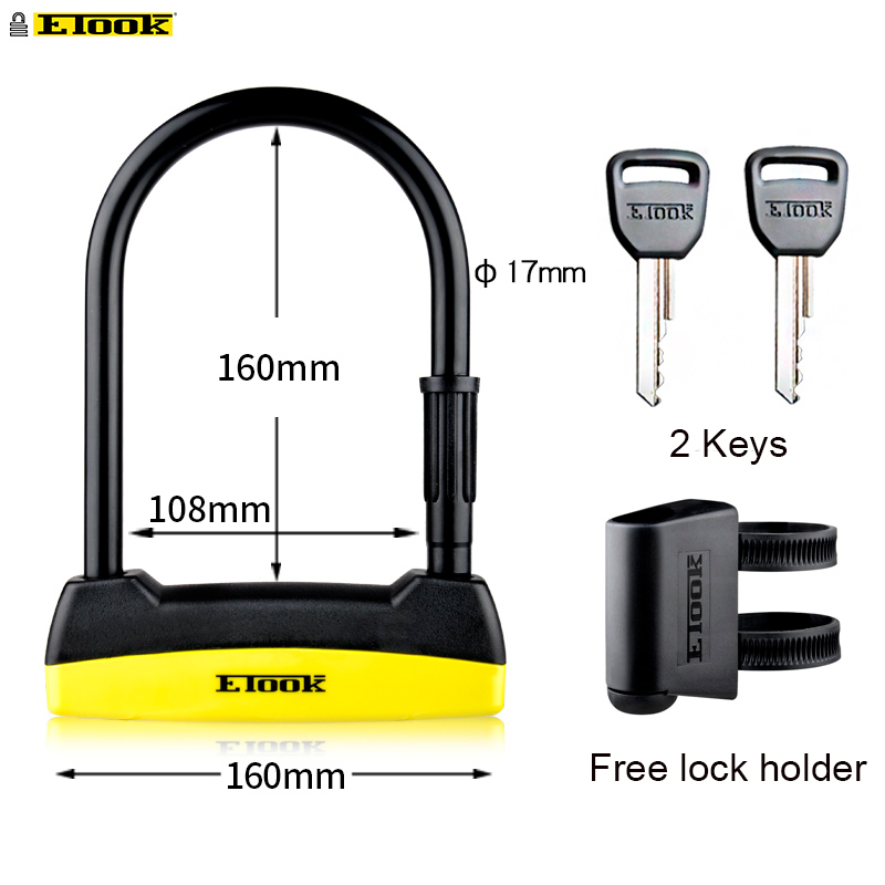 Etook U-lock Bike Lock Anti-theft Steel Electric Bicycle Scooter Convenient Lock Frame Bicycle Accessories ET110: Red