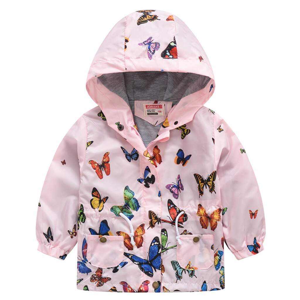 Enfants manteau bébé filles hiver manteaux garçons coupe-vent Outwear papillon à capuche fermeture éclair coupe-vent vêtements d'extérieur #1018: MR / 12T