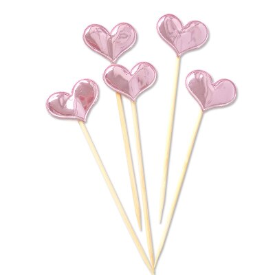5 stk/pose fargerik stjerne hjerte krone gratulerer med dagen kake topper cupcake topper barn favoriserer bryllupsfest rekvisita hjemmedekorasjon: Rosa hjerte