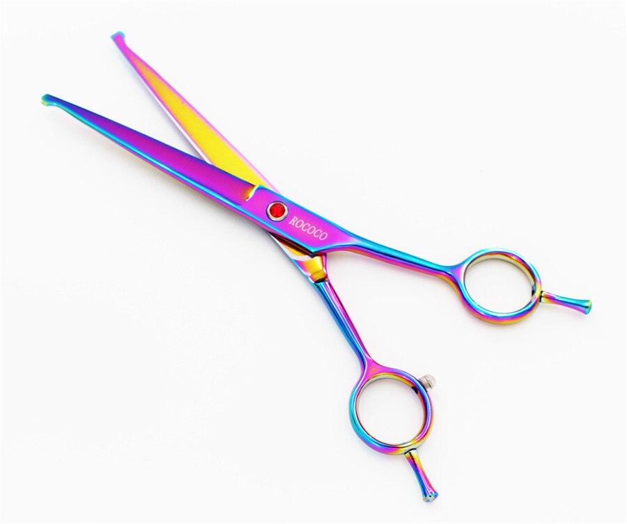 7inch Pet Grooming Scissors Set Round Tip Safety Dog Shears Hair Cutting Thinning Curved Scissors right left handed
