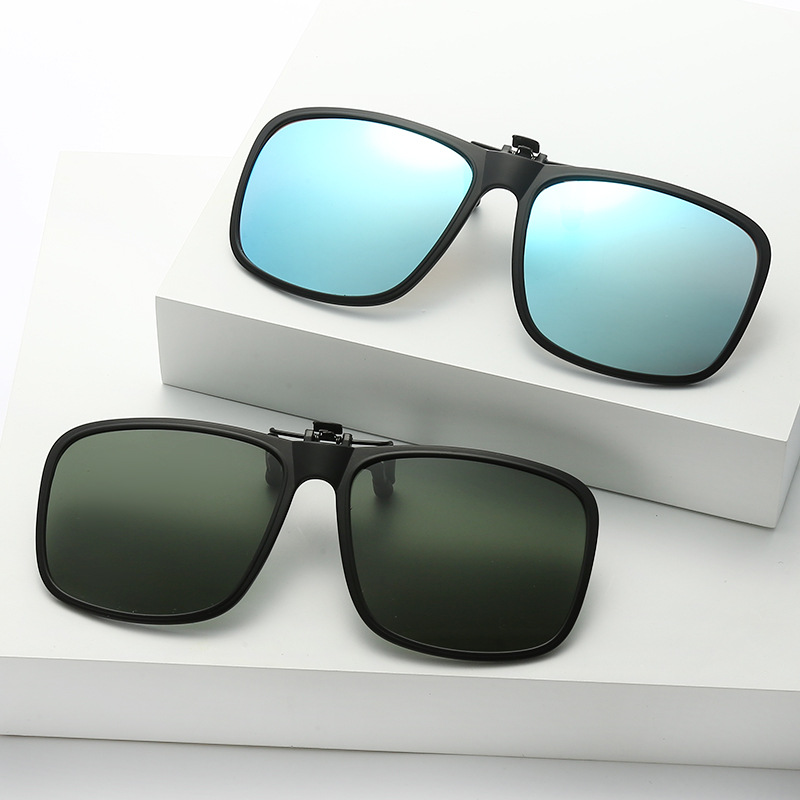 Polarized Clip Sunglasses Square Myopia Glasses Clip Driving Fishing Outdoor Cycling Night Vision Clip-on Goggles Eyeglasses