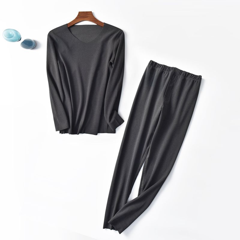 Herfst- en winterpak heren kationisch zelfverwarmend naadloos effen herfstkleding en lange broek tweedelig pak: 3 / Ik