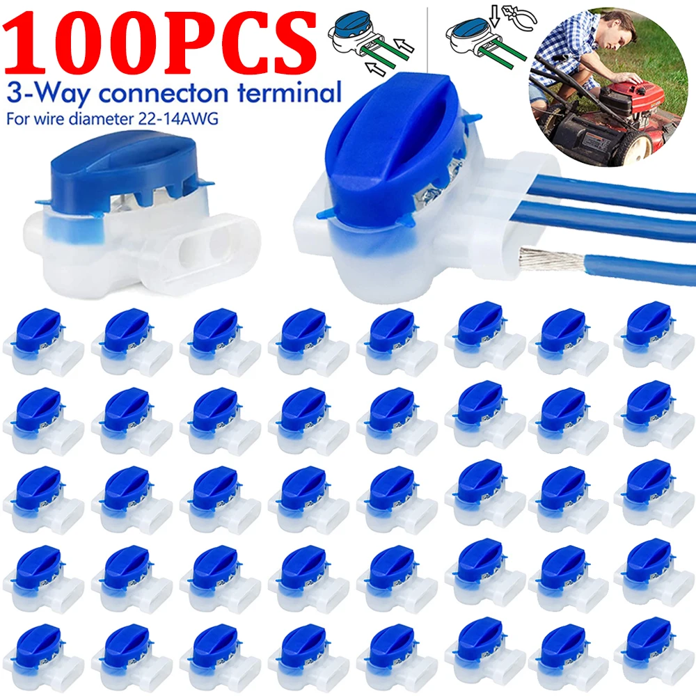 100-10pcs Cable Connector for Robotic Lawnmower Terminal 3 pin Electrical IDC 314 Wire Connectors Robotic Lawn Mower Connectors