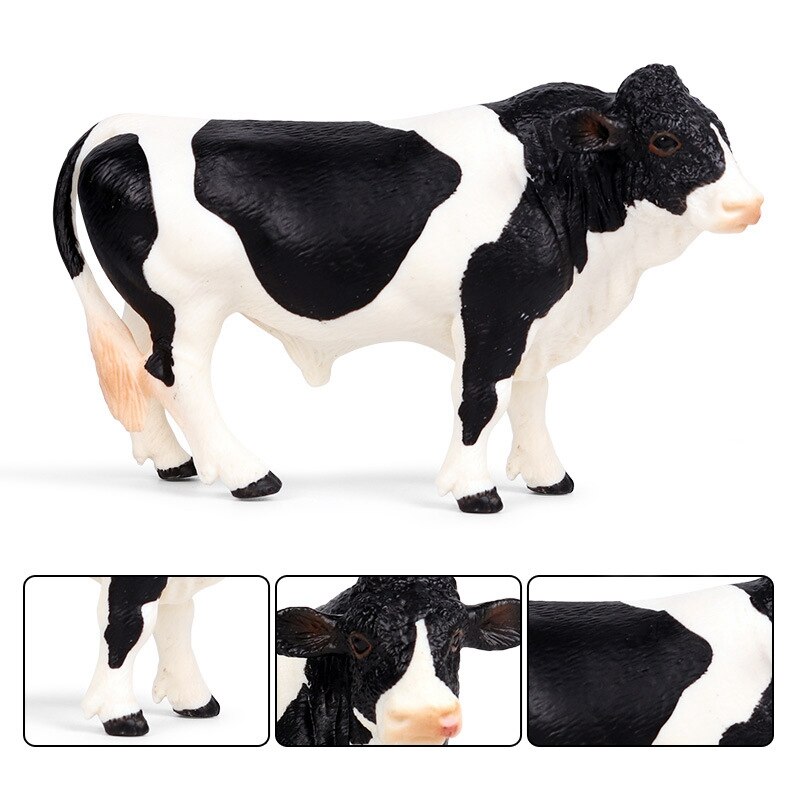 Pvc Simmental Zwarte Stier Vee Dieren Actiefiguren Statische Leuke Model Collection Koe Model Speelgoed Voor Kinderen