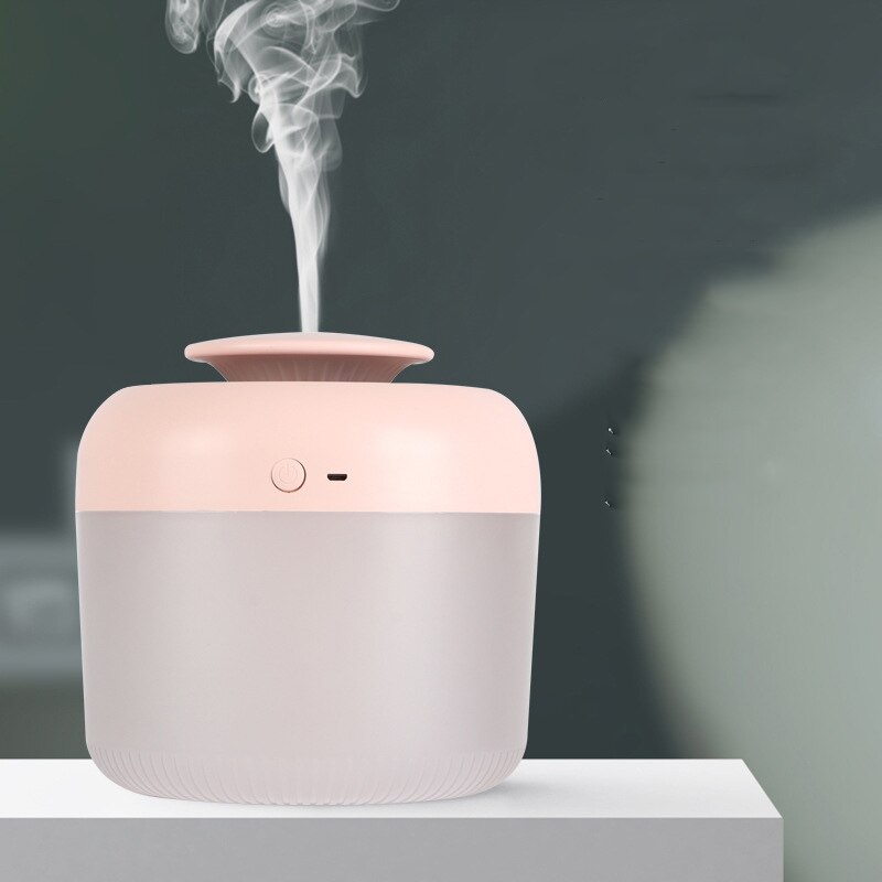 2.4l luftfugter usb aroma diffuser stor kapacitet humidificador hjemmekontor tåge maker med led natlys: Lyserød