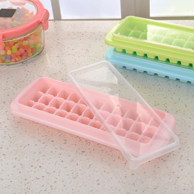 Plastic Ice Cube Maker Trays With Lids Bin For Freezer Icecream Cold Drinks Whiskey Cocktails Kitchen Tools Accessories Ice Mold