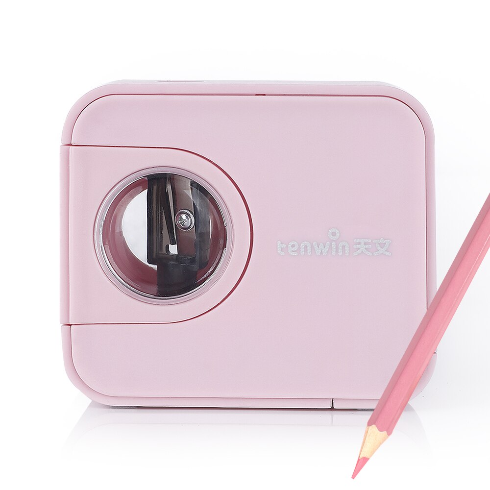 Tenwin Electric Pencil Sharpener Automatic Heavy Duty Stationery Cute Battery USB for Kids Children: Pink