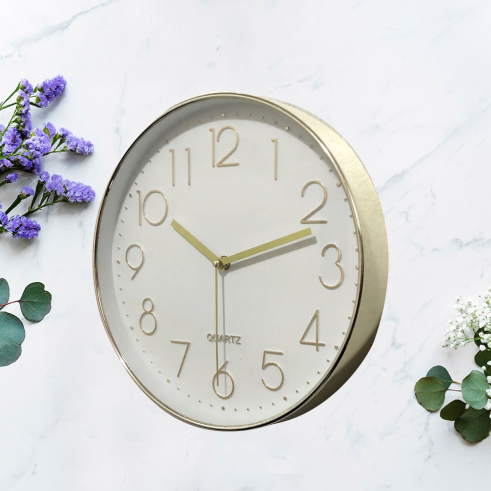 Living Room Digital Clock Decorative Home Clock Modern Wall Clock Hanging Timer (Grey Frame White Backgro