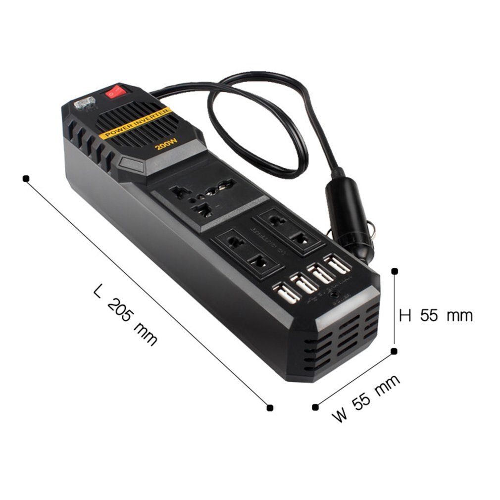 200W Mini Car Vehicle Inverter DC 12V to AC 220V USB Output High-power Power Inverter Small Car Special Edition