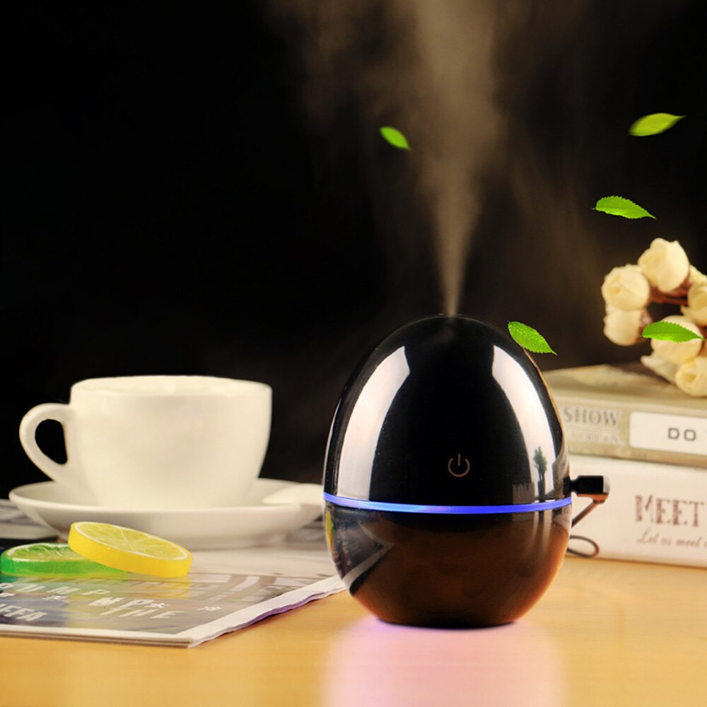 Minidifusor de Aroma portátil para el hogar, humidificador de aire con Usb, purificador, atomizador de aceite esencial, 200ml, luz Led nocturna en forma de huevo, n. ° 4: Black