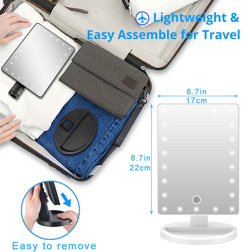 Lampe LED miroir de maquillage 10X loupe à batterie, loupe à batterie, Mini salle de bain cosmétique, ventouse intelligente