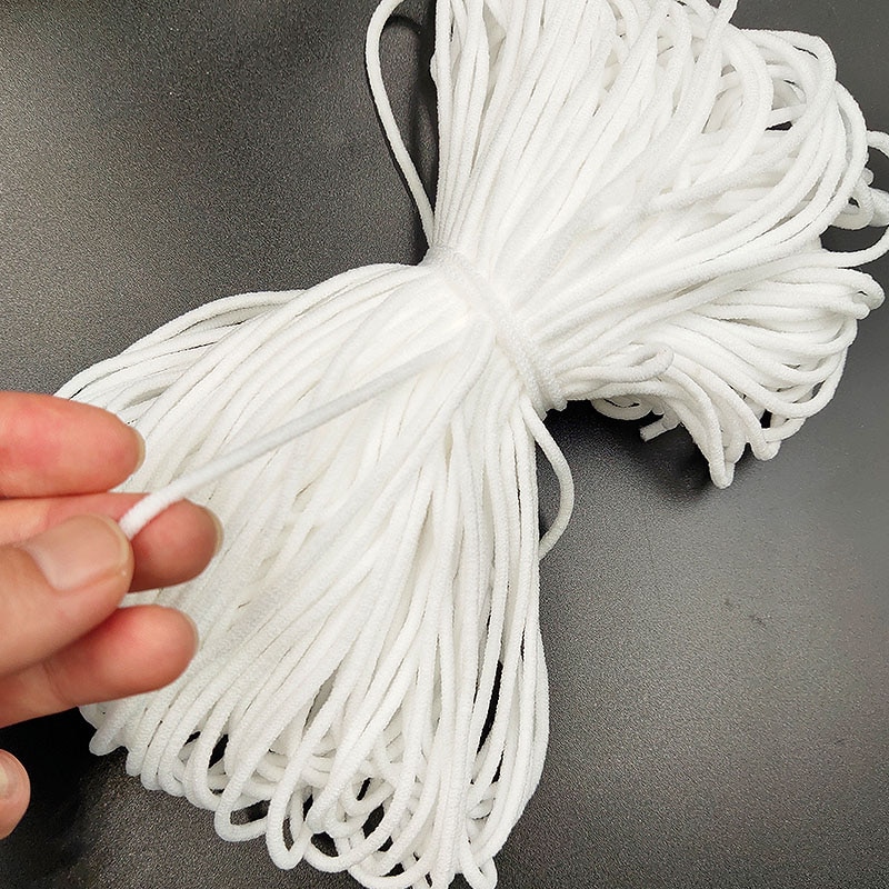 Bandes élastiques colorées rondes de 3mm, masque, corde élastique, noyau d'huile, ceinture, accessoires de vêtements de protection faits à la main pour bricolage,