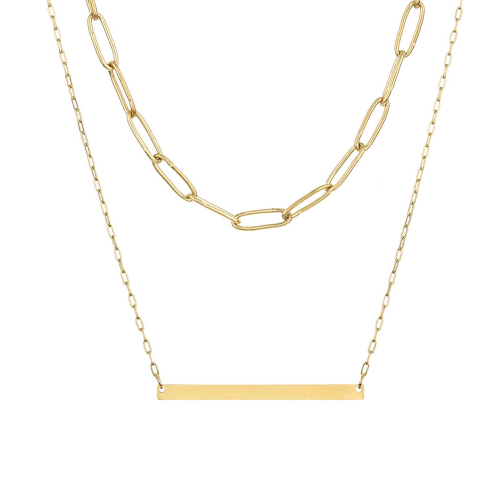 Punk Stijl Rvs Ketting Goud Kleur Papier Clip Hart Multilayer Vrouwen Party Club Kettingen Choker Ketting Sieraden, 1Pc: 6