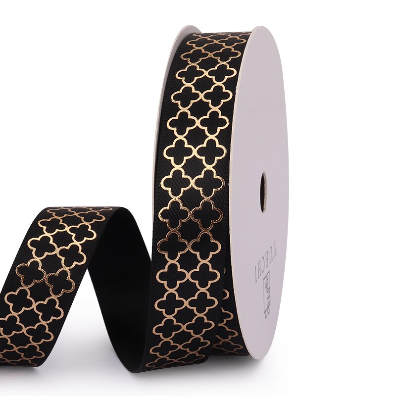Cinta dorada negra de 2 yardas, embalaje de caja de para amantes, boda, evento, , Navidad, bricolaje, decoración de ramo de pastel de lazo hecho a mano: 2.    16mm / 2Yards(1.8Metres)