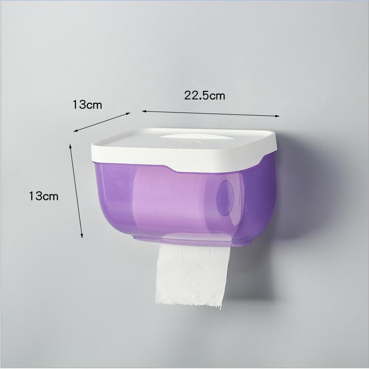 Wall-Mounted Tissue Box, Bathroom Waterproof Toilet Paper Holder, Paper Towel Box Organizer Household: Plum