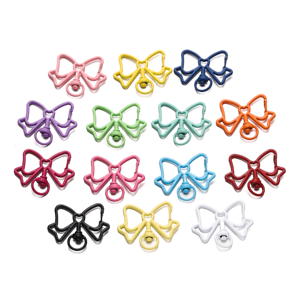 5 unids/lote de cierres de langosta coloridos con forma de mariposa, llavero giratorio, ganchos para llaves de Metal de aleación para fabricación de joyas, suministros artesanales: Plata