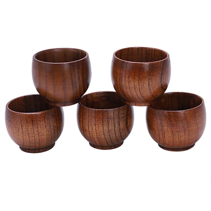5pcs tea set small wooden cup small cup green wooden cup with natural wood wine cup wooden tea drinking cup: Default Title