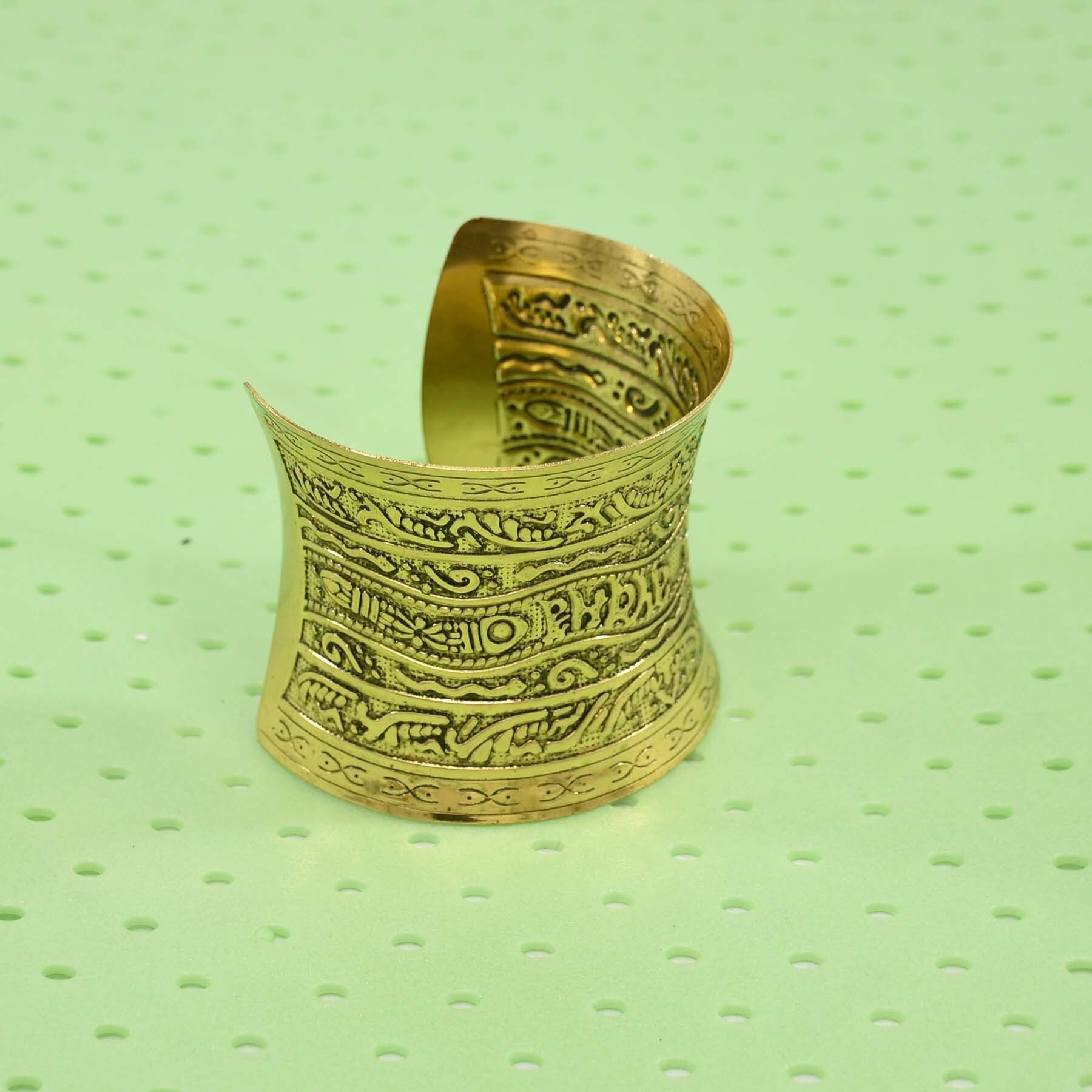 Gypsy Bohemian Vintage Open Cuff Bracelet For Women Men Antique Gold Wide Arm Bangle Turkey Afghan Wedding Jewelry Accessories