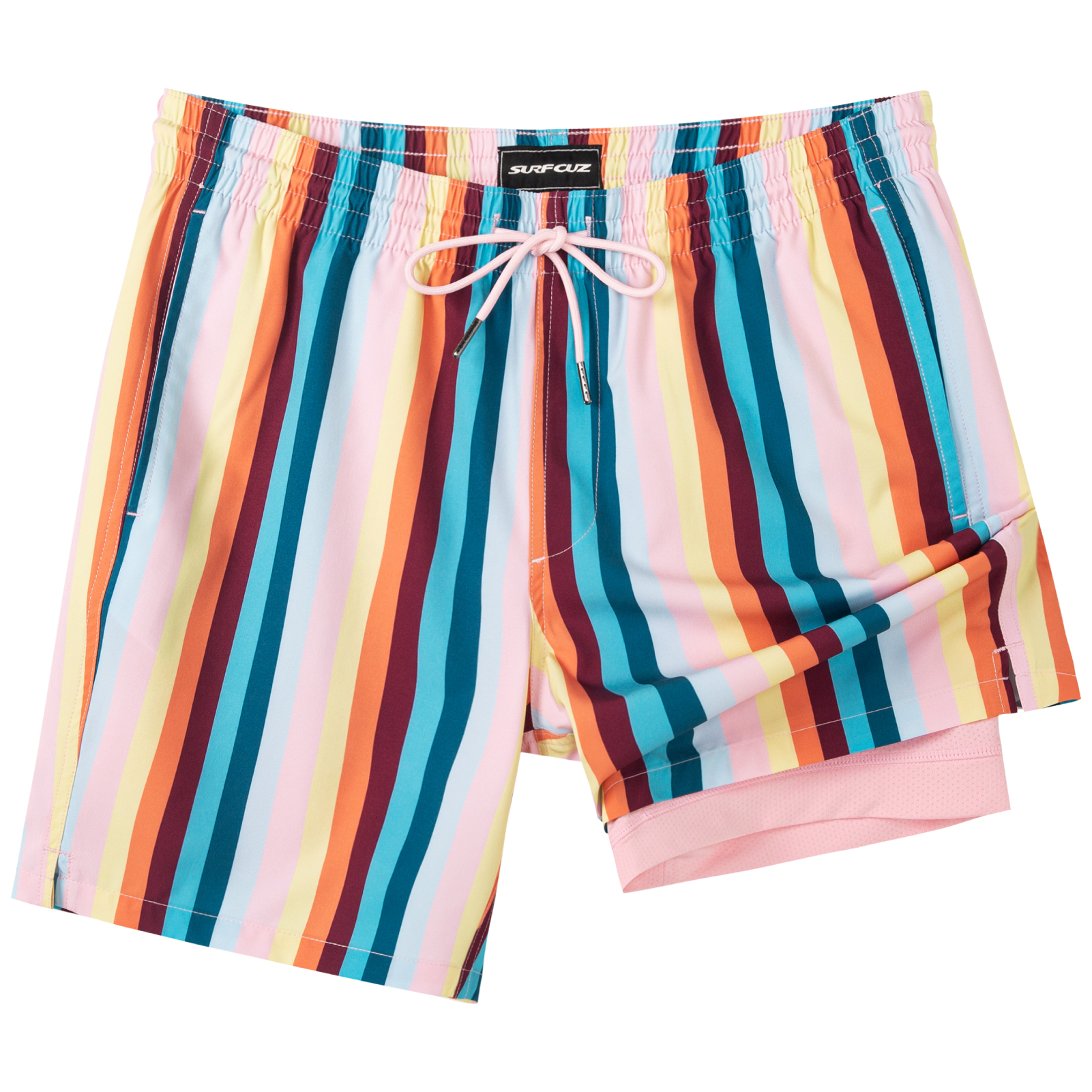 SURF CUZ Mens Swim Trunks with Compression Liner Quick Dry Swim Shorts 7" Swimming Trunks Stretch Bathing Suit Boardshorts